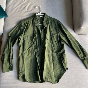 Zara Green Button Up Shirt Blouse